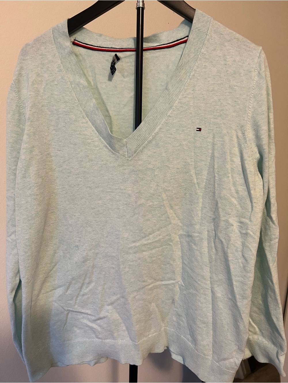 Tommy Hilfiger Mint V-Neck Women's Sweater